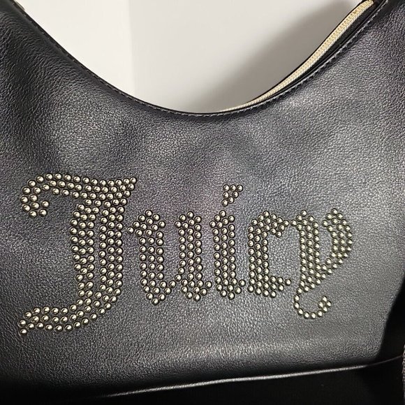 New Juicy Couture Black Obsession Crossbody Shoulder Bag Gold Studded Purse - Picture 2 of 9